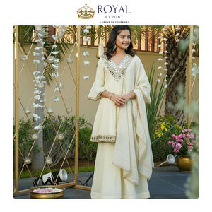 Vente en gros de vêtements traditionnels pour enfants, style indien, costume Sharara en soie Cosmos Gold Jari pour filles, vêtements de mariage - Product Image 4