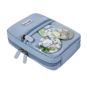 Nouvelle trousse de papeterie transparente avec poche avant, motifs de dessins animés mignons, format A5, sac de papeterie en nylon bleu clair SENDA - Product Image 4