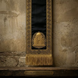 Écharpe maçonnique de qualité supérieure, brodée à la main avec fil d'argent, en velours, ornée de fils de bullion, pour regalia et usage fraternel de loge, service personnalisé - Product Image 6