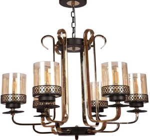 Lustre de plafond vintage en cuivre orné avec des abat-jour en forme de tulipe givrés, disponible à prix de gros. - Product Image 4