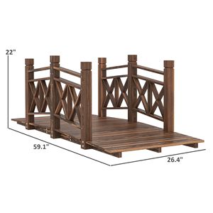 Ponte da Giardino in Legno Carbonizzato da 1,5 m per Laghetto, Fossato o Torrente, Ideale per Paesaggistica e Pavimentazione - Product Image 3