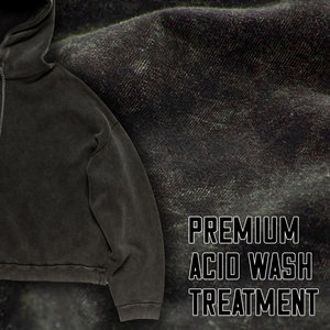 Sweat-shirt unisexe oversize en molleton épais délavé à l'acide, teint uni, écologique, avec poche, imprimé en relief et brodé sur mesure, style streetwear - Product Image 2