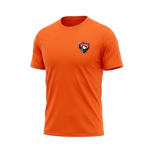 Dumela Men's <b>Orange</b> Short Sleeve O-Neck Casual Solid <b>T</b>-<b>Shirt</b> Regular Fit Breathable 100% Polyester Knitted - Product Image 1