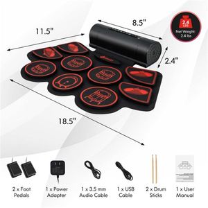 Beginner-Friendly 9 Pad Electric <b>Drum</b> Set with MIDI USB Connection & Dual Stereo Speakers Black & Red Color Scheme - Product Image 4