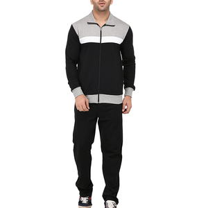 Survêtement Homme Color Block à Fermeture Éclair Intégrale Col Montant Sportswear Décontracté Noir Gris Blanc Polyester Coton Vêtement d'Automne - Product Image 1