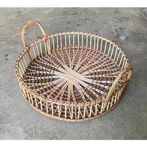 Cestas de frutas de bambú hechas a mano en India, cesta de ratán tejida a mano con asa para guardar frutas, cesta de picnic, uso doméstico y de jardín - Product Image 1