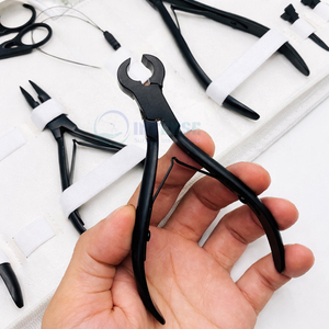 Black Matte Hair Extension Tool Kit Stainless Steel Micro Beads <b>Plier</b> <b>Set</b> Tape Press Opener <b>Pliers</b> for Salon Professionals - Product Image 2