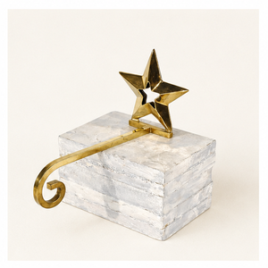 Luxury Solid Brass Star Stocking Holder With Heavy Marble Base Premium Metal Mantel <b>Hook</b> For Christmas Fireplace Decorations - Product Image 3