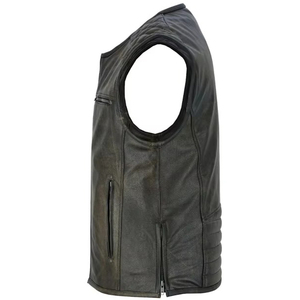 Chaleco de Cuero Casual Profesional de Diseño Personalizado, Transpirable, Resistente al Viento, Anti-UV, Ecológico, de Cuero Vacuno para Hombre, Invierno - Product Image 3