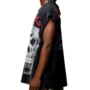 Camiseta sin mangas extragrande para hombre con estampado gráfico, estilo urbano, de algodón, tipo muscle tee, lavado vintage, moda urbana, marca privada, suministro OEM, EE. UU. - Product Image 2