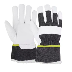 Gants de travail en PU blancs et noirs, longueur poignet, avec manchette élastique, style uni, pour usage extérieur en hiver - Product Image 5