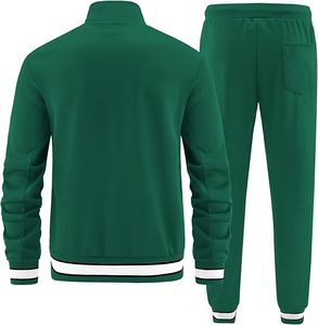 Green Unisex Tracksuit Full Zip <b>Jacket</b> With Side Pockets And Matching Pants Quick Dry Sporty Autumn Wear Adult Regular Fit - Product Image 6