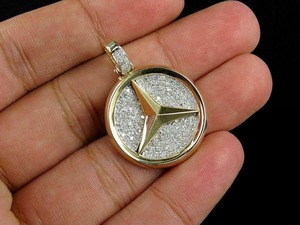 Colgante de disco redondo chapado en oro de 18K con dije de estrella Iced Out, joyería Hip Hop de Moissanita, para fiesta, con logotipo personalizado - Product Image 4