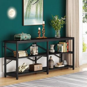 Long Modern Luxury <b>Console</b> <b>Table</b> Solid Wood with Mirrored Stainless Steel Top <b>for</b> Living Room <b>Entry</b> Farmhouse Hotel Decoration - Product Image 3