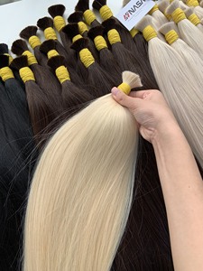 Extensiones de cabello a granel de alta calidad Tono de color rubio 60 muy suave y sedoso 55 cm Super Doble dibujado - Product Image 4