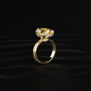 Anillo Solitario de Moissanita Amarilla de 3 Quilates con Corte de Pera, Anillo de Promesa con Engaste de Canal, Oro de 14K, Diamante Cultivado en Laboratorio, Proveedor Mayorista - Product Image 2
