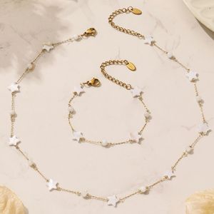 Low MOQ Gold Tone Star Necklace <b>Bracelet</b> <b>Set</b> for Women Custom Packaging Logo Available - Product Image 1