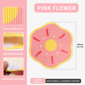 Floral Pattern Pink Wall Cat Scratcher Cut Flora Pet Scratcher Sisal <b>Scratch</b> <b>Pad</b> Indoor Cat Clawing Toy Adhesive Cat Scratcher - Product Image 6
