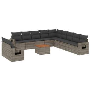 Grande Set di Divani da Giardino in Rattan PE Grigio, Arredamento da Patio con Modularezza Elegante - Product Image 2