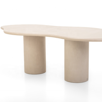 Mesa de Comedor Larga Elegance Beige de MDF con Dos Patas Resistentes de MDF para Cenas Familiares Grandes