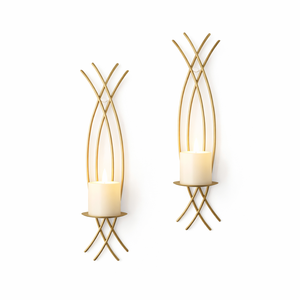 Ensemble de appliques murales classiques en métal doré, design élégant et courbé, construction robuste, lumière ambiante chaude, parfait pour la décoration intérieure moderne - Product Image 1