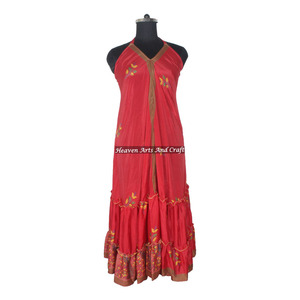 Vestido Largo Bohemio 2026 con Diseño de Estampado Indio, Nuevo Sari de Seda, Prenda de Tela Boho, Venta al por Mayor, Ropa de Mujer, Vestido Floral - Product Image 3