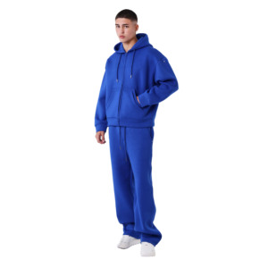 Ensemble de survêtement personnalisé surdimensionné avec fermeture éclair pour homme, comprenant un sweat à capuche et un pantalon de jogging, ensemble décontracté pour homme, taille et logo personnalisés - Product Image 1