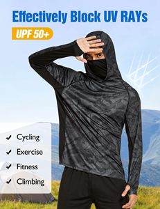 Camisetas de Pesca con Capucha para Hombre, Protección Solar UPF 50+, 100% Poliéster, Tallas Grandes, Ropa de Pesca Ligera con Protección Solar - Product Image 5
