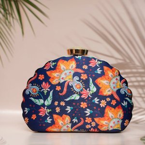 <b>Navy</b> Floral Clutch <b>Bag</b> Stylish <b>Evening</b> <b>Bag</b> for Women Formal and Festive Occasions - Product Image 1