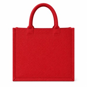 Sac fourre-tout en jute laminé rouge avec imprimé lavande et bouton en bois – Sac de courses écologique réutilisable pour mariages et expositions - Product Image 6