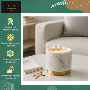 Affordable Price Top Quality Natural <b>Marble</b> <b>Candle</b> Jar with Gold Rim Base Elegant Empty Holder for Luxury Home Decor Use - Product Image 3
