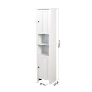 Mobile in Legno per Soggiorno 15.75 X 11.81 X 66.93 Pollici con 6 Ripiani e 2 Ante per Stoccaggio a Terra nel Bagno - Product Image 2