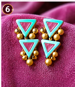 KOTTRAVAI - Pinza para el Cabello con Cuentas Triangulares Geométricas, Accesorio de Joyería de Resina Colorida de Tamil Nadu para Mujer, para Usar en Fiestas - Product Image 6