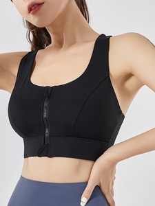 <b>Zipper</b> Closure Workout Bra | Breathable Full Coverage Yoga <b>Top</b> | Women Supportive Athletic Fitness Exercise Gear - Product Image 3