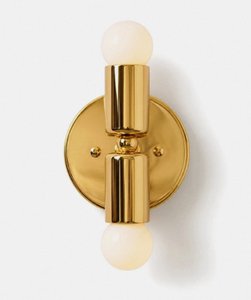 Modern Gold Wall <b>Sconce</b> 2 <b>Light</b> Vanity Lamp Polished Metal Single Side Decor for Bedroom Entryway - Product Image 1