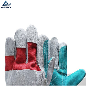 Guantes de Trabajo de Primera Calidad, Resistentes a la Abrasión, Fabricados con Cuero Dividido y Tela Roja de Alta Visibilidad - Product Image 4