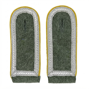Épaulettes d'officier gris champêtre à prix d'usine avec bordure argentée et passepoil doré – Bretelles d'uniforme de service de qualité supérieure - Product Image 4