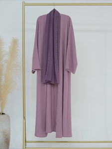 Wholesale ODM Modern Polyester <b>Plus</b> <b>Size</b> Abaya Muslim Women Modest Front Open Summer <b>Dress</b> with Premium Quality Scarf - Product Image 3