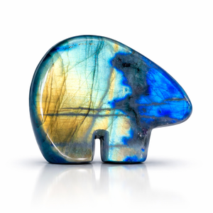 Figurine d'ours en cristal de labradorite naturelle, style Zuni, sculptée à la main et polie, pour le Feng Shui, la décoration intérieure et les cadeaux - Product Image 1