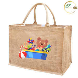 Bolsa de Yute Laminada Sostenible con Asas de Algodón para Supermercado y Mercado - Product Image 2