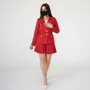 Conjunto de faldas personalizadas OEM más populares para mujer, top corto con capucha y estampado de logotipo informal, conjunto de faldas con capucha para invierno - Product Image 3