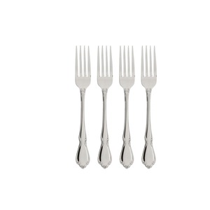 Fourchettes à dîner classiques en acier inoxydable, finition miroir, plaquées argent, ensemble de 4 - Product Image 4