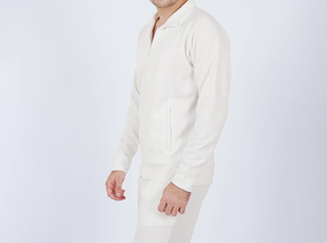 Ensemble de survêtement blanc à capuche pour homme 2026 – Sweat-shirt et pantalon à fermeture éclair, coupe ample, couleur unie, décontracté, pour l'automne, 100 % coton, poids moyen - Product Image 2