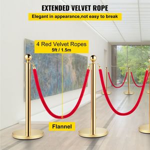 Confezione da 6 Pali per Barriera a Corda in Velluto Rosso da 1,5 m, in Acciaio Inossidabile, per Controllo Folla, con 4 Espositori a Traliccio - Product Image 4