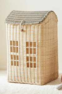 House-shaped <b>storage</b> <b>basket</b> made from natural rattan, toy <b>storage</b> <b>basket</b> for children. - Product Image 2