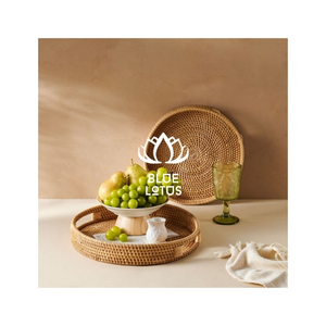 Bandeja de Ratán, Material Ecológico para Exhibición de Alimentos y Servicio de Té, con Acabado Limpio, Tejido Resistente y Fácil de Transportar - Product Image 1