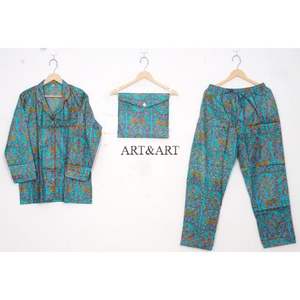 ชุดนอนผ้าฝ้าย 100% ชุดนอนออร์แกนิค ชุดนอนเดรส ขายส่ง ชุดนอนลายดอกไม้สไตล์อินเดีย - Product Image 1