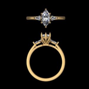 Bague de fiançailles en diamant de laboratoire taille marquise 0,95 carat certifiée IGI, plaqué or jaune 14k 18k, artisanale, de luxe, pour mariage - Product Image 2
