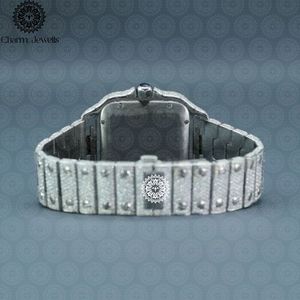 Charm Jewells Luxury Stainless Steel Square <b>Watch</b> 30mm Analog Quartz <b>Diamond</b> Encrusted Folding Clasp Women's Fashion - Product Image 2