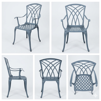 Ensemble de meubles de jardin en teck européen imperméable pour balcon, terrasse, 2 places, chaise et table d'extérieur, 3 pièces en aluminium coulé